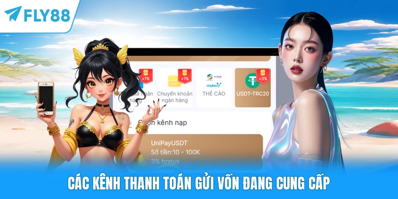 Các kênh thanh toán gửi vốn đang cung cấp